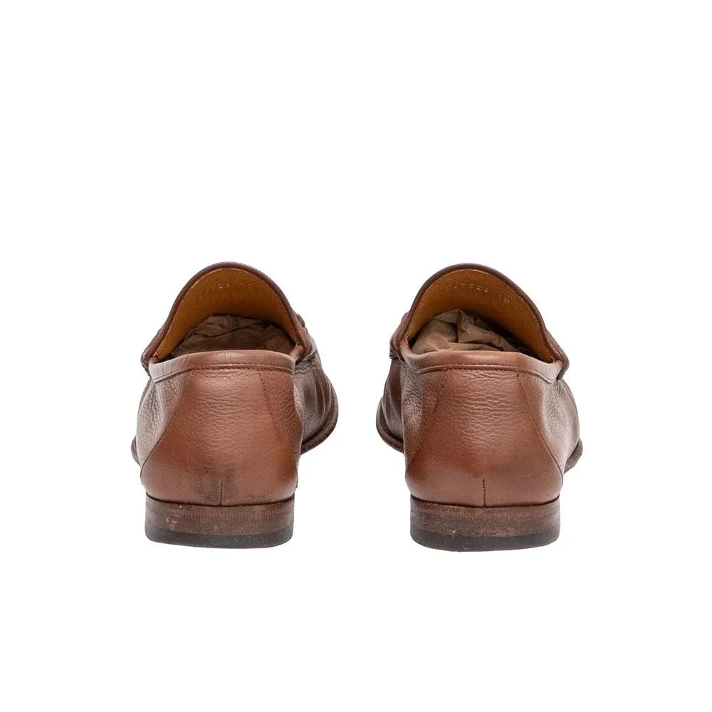 Gucci Mens Brown Pebbled Leather Horsebit Loafers Size UK 10 US 11 Made in Italy